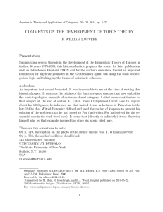 COMMENTS ON THE DEVELOPMENT OF TOPOS THEORY Presentation