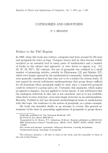 CATEGORIES AND GROUPOIDS Preface to the TAC Reprint