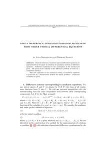 FINITE DIFFERENCE APPROXIMATIONS FOR NONLINEAR FIRST ORDER PARTIAL DIFFERENTIAL EQUATIONS