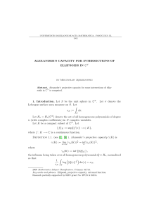 ALEXANDER’S CAPACITY FOR INTERSECTIONS OF ELLIPSOIDS IN C