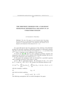 THE DIRICHLET PROBLEM FOR A PARABOLIC SEMILINEAR DIFFERENTIAL EQUATION IN AN