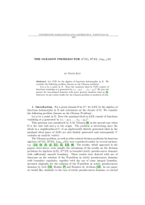 THE GLEASON PROBLEM FOR A (Ω), H (Ω), Lip (Ω)