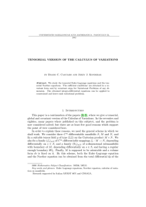TENSORIAL VERSION OF THE CALCULUS OF VARIATIONS