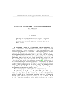 HOLONOMY THEORY AND 4-DIMENSIONAL LORENTZ MANIFOLDS by G.S. Hall