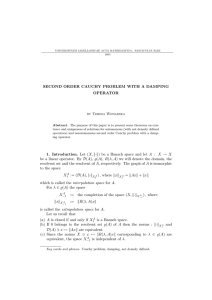 SECOND ORDER CAUCHY PROBLEM WITH A DAMPING OPERATOR by Teresa Winiarska