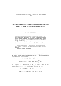 IMPLICIT DIFFERENCE METHODS FOR NONLINEAR FIRST ORDER PARTIAL DIFFERENTIAL EQUATIONS