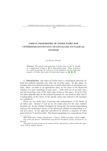 USEFUL PROPERTIES OF INDEX PAIRS FOR UPPERSEMICONTINUOUS MULTIVALUED DYNAMICAL SYSTEMS by Kinga Stolot