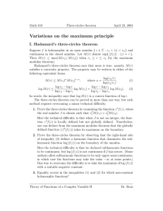 Variations on the maximum principle I. Hadamard’s three-circles theorem