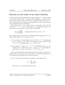 Exercise on the order of an entire function