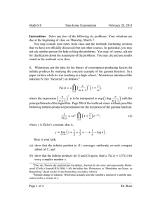 Math 618 Take-home Examination February 28, 2013 four