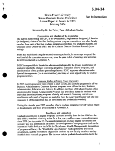 40 S.04-34 Simon Fraser University Senate Graduate Studies Committee