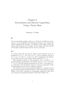 Chapter 9 Factorisation and Discrete Logarithms Using a Factor Base 9