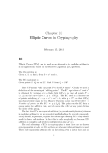 Chapter 10 Elliptic Curves in Cryptography 10 February 15, 2010