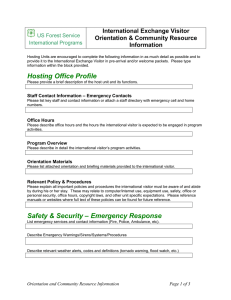 International Exchange Visitor Orientation &amp; Community Resource Information US Forest Service