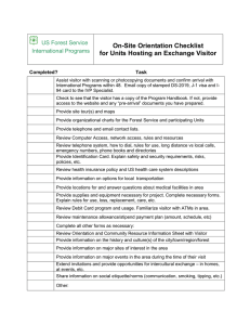 On-Site Orientation Checklist for Units Hosting an Exchange Visitor US Forest Service