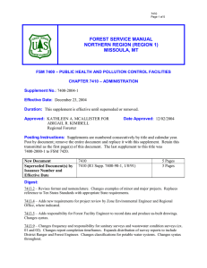 FOREST SERVICE MANUAL NORTHERN REGION (REGION 1) MISSOULA, MT