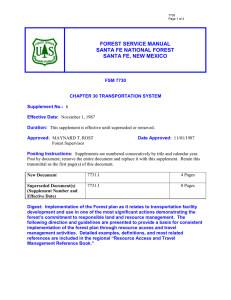 FOREST SERVICE MANUAL SANTA FE NATIONAL FOREST SANTA FE, NEW MEXICO