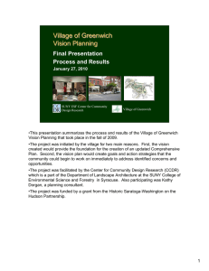 Village of Greenwich Vision Planning Final Presentation Process and Results