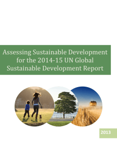 Assessing	Sustainable	Development for	the	2014‐15	UN	Global Sustainable	Development	Report
