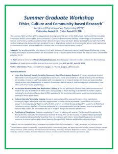 Summer Graduate Workshop Ethics, Culture and Community-based Research