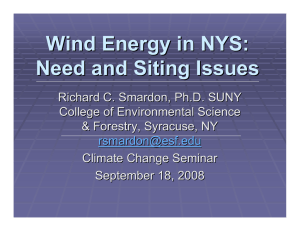 Wind Energy in NYS: Need and Siting Issues