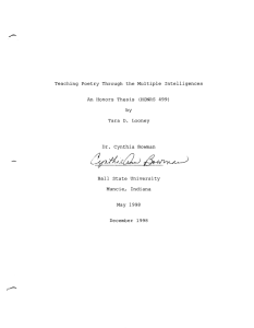 Teaching  Poetry  Through  the  Multiple ... Honors  Thesis  (HONRS  499)