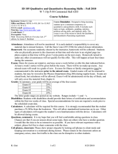 ID 105 Qualitative and Quantitative Reasoning Skills – Fall 2010