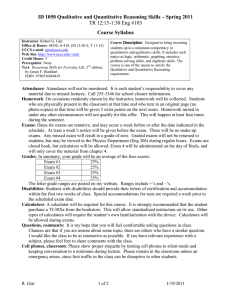 ID 1050 Qualitative and Quantitative Reasoning Skills – Spring 2011