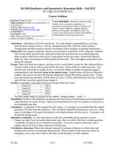 ID 1050 Qualitative and Quantitative Reasoning Skills – Fall 2012