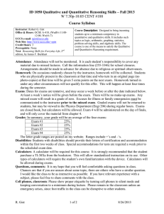 ID 1050 Qualitative and Quantitative Reasoning Skills – Fall 2013