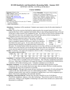 ID 1050 Qualitative and Quantitative Reasoning Skills – Summer 2015