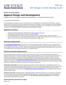 Apparel Design and Development    2015‐16 UW Colleges Transfer Advising Guide 