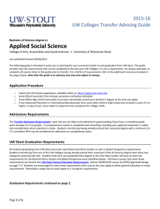 Applied Social Science    2015‐16 UW Colleges Transfer Advising Guide 