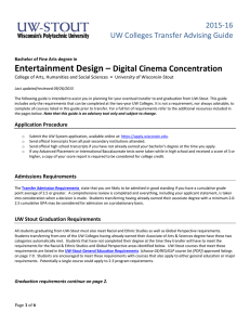 Entertainment Design –    Digital Cinema Concentration  2015‐16