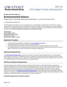 Environmental Science    2015‐16 UW Colleges Transfer Advising Guide 