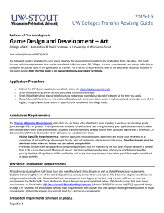 Game Design and Development – Art    2015‐16 UW Colleges Transfer Advising Guide 