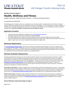 Health, Wellness and Fitness    2015‐16 UW Colleges Transfer Advising Guide 
