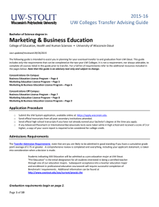 Marketing &amp; Business Education    2015‐16 UW Colleges Transfer Advising Guide 