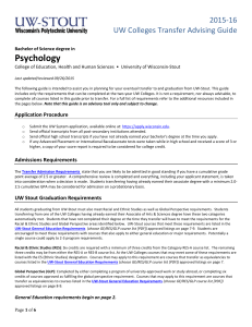 Psychology    2015‐16 UW Colleges Transfer Advising Guide 
