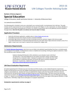 Special Education    2015‐16 UW Colleges Transfer Advising Guide 