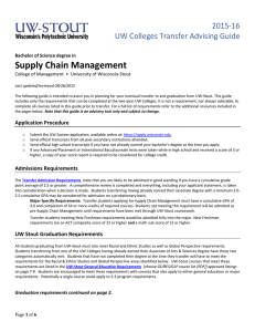 Supply Chain Management    2015‐16 UW Colleges Transfer Advising Guide 