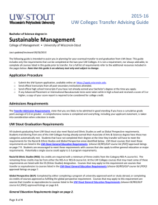 Sustainable Management    2015‐16 UW Colleges Transfer Advising Guide 