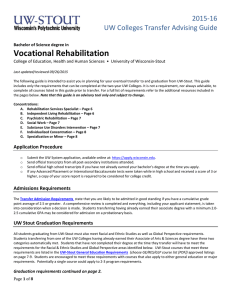 Vocational Rehabilitation    2015‐16 UW Colleges Transfer Advising Guide 