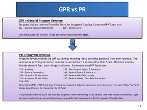 GPR vs PR GPR = General Program Revenue