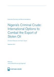 Nigeria’s Criminal Crude: International Options to Combat the Export of Stolen Oil