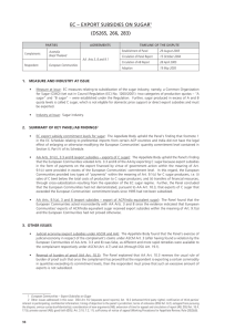 EC – EXPORT SUBSIDIES ON SUGAR (DS265, 266, 283)