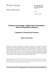 W T O European Communities - Regime for the Importation,