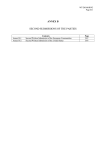 ANNEX B SECOND SUBMISSIONS OF THE PARTIES