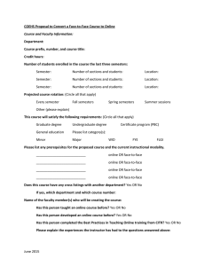 COEHS Proposal to Convert a Face-to-Face Course to Online Department: