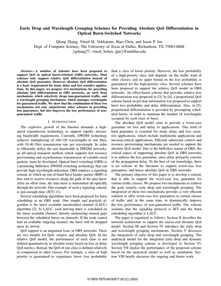 Early Drop and Wavelength Grouping Schemes for Providing Absolute QoS ...